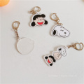 Cadeau promotionnel en gros imprimé Carton rose Rabbit Shape Acrylique Key Chain